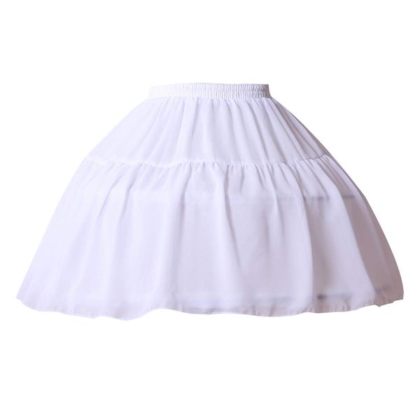 YULUOSHA Women Girls Crinoline Petticoat 2 Hoops Skirt Chiffon Ball Gown Short Half Slip Underskirt-White