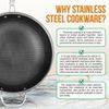 NutriChef 12'' Durable Wok Set with DAKIN Etching Non-Stick Coating - Silver