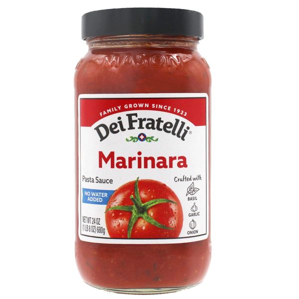 Dei Fratelli Marinara Pasta Sauce (24 oz. glass jars, 8 pack) - Vine-Ripened - No Water Added, Not from Paste – Non-GMO, Gluten-Free - Fifth-Generation Family Recipe