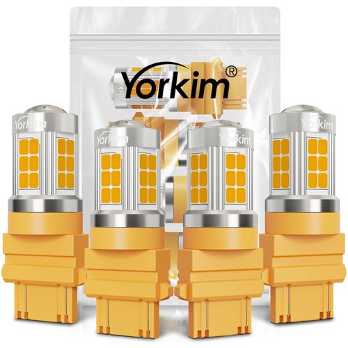 Yorkim 3157 LED Bulb Amber led turn signal bulb, 3157a led bulb 3156 led amber lights 3056 3057 4157 bulb led 3157 Replacement for Turn Signal Side Marker Lights, Amber Yellow, pack of 4