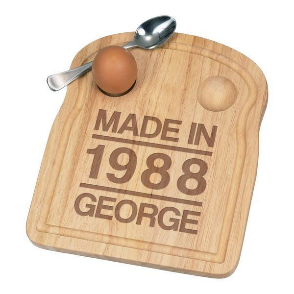 Personalised Dippy Egg Cup Board Made in Date Birthday Breakfast Wooden Custom Easter