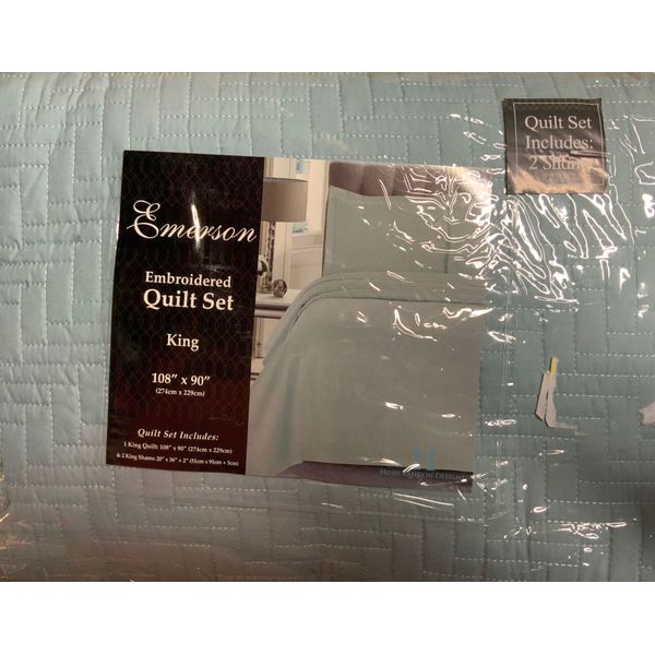 🧷 Home Fashion Designs  Emerson Quilt Set Cloud Blue, 🆕 KING 3 Pcs