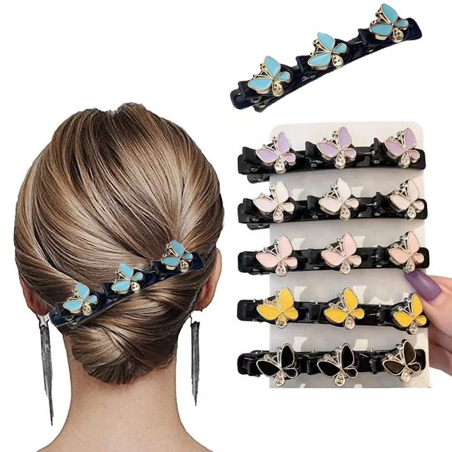 FAMIDIQGO 6Pcs Satin Fabric Hair Bands,Butterfly Duckbill Clip,Butterfly hairpin female sweet forehead fringe hairpin for Women/Girls (6 Pcs)