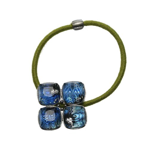 tamarusan (tamarusan) Blue Marble Flower Hair Elastic Antiqued