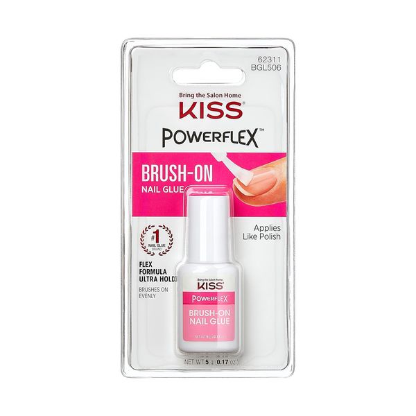 KISS Powerflex Brush-On Nail Glue, Flex Formula for Ultra Hold of False Nails, Instantly Repairs Breaks and Tears