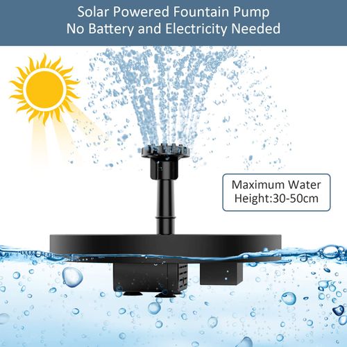 AISITIN Solar Fountain Pump, Solar Powered Water Fountain with 6 Nozzles, Floating Solar Pond Pump for Bird Bath, Garden, Pond and Fish Tank