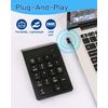 18 Key Wireless Numeric Keypad Number Pad Portable 2.4G Mini USB Numpad Slim Input Devices for Laptop Notebook Desktop PC Tablet Compatible with Windows System
