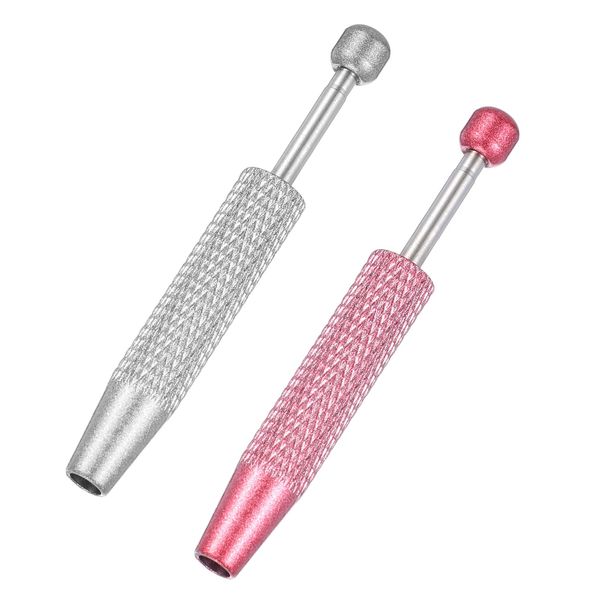 Apausvcm 2 Pcs Piercing Ball Grabber Tool, Mini Grabber Pen Stainless Steel 4 Prongs Claw Tweezers IC Chips Grabber Claw Holder Electronic Component Jewel Diamond Pearls Gem Tweezers(Pink, Silver)