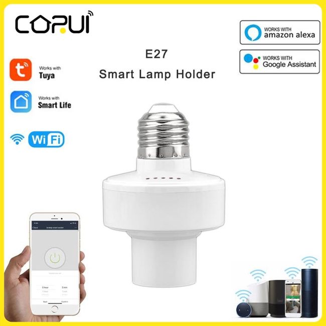 WiFi Smart Lamp Holder Remote Control Light Socket E26 E27 Bulb Socket Adapter, Ewelink App Remote Timing, Compatible with Alexa and Google(Wi-Fi +