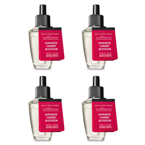 Bath and Body Works Japanese Cherry Blossom Wallflower Fragrance Refill. 4 Pack 0.8 Oz