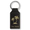 LaserGram Rectangle Keychain, Palm Trees, Personalized Engraving Included (Black with Gold)