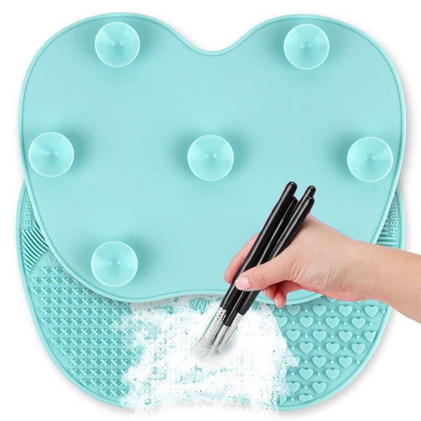 Ranphykx Silicon Makeup Brush Cleaning Mat Makeup Brush Cleaner Pad Cosmetic Brush Cleaning Mat Portable Washing Tool Scrubber with Suction Cup