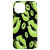 Two Kisses Collided Lip Smacking Lime Colored Lips Pattern Case for iPhone 15