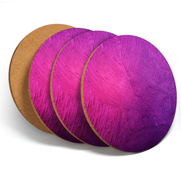 4 Set - Pink and Purple Ombre Ink - Coasters Kitchen Drinks Coaster #14487