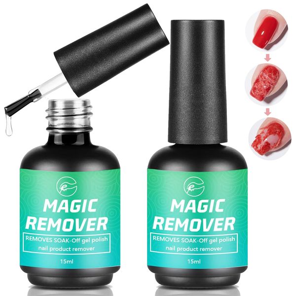 2pcs (15ml) Gel Acrylic Nail Polish Remover,Gel Polish Remover,Fast Gel Polish Remover,Peel off in 3-6 minutes,Remove the Nail Polish Easily,Professional Removes Nail Polish