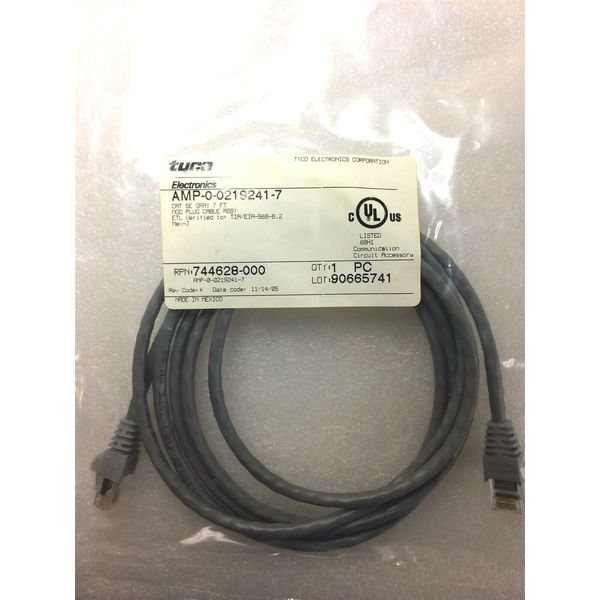 219241-7 TYCO PATCH CORD  CAT 5E 7 FT GRAY ROHS 6 PIECES