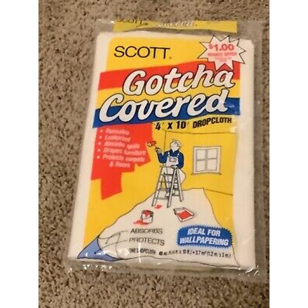 Vintage 1986 Scott  Gotcha Covered  Reusable 4’ X 10’. Drop Cloth (Brand New)