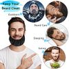 MIKIMIQI Beard Bandana, 2 Pack Men Beard Bib Black Beard Covers Soft Comfortable and Silky Satin Facial Hair Apron Guard Bonnet Rag Man Bedtime Bib Beard Cap Ear Beard Bandana