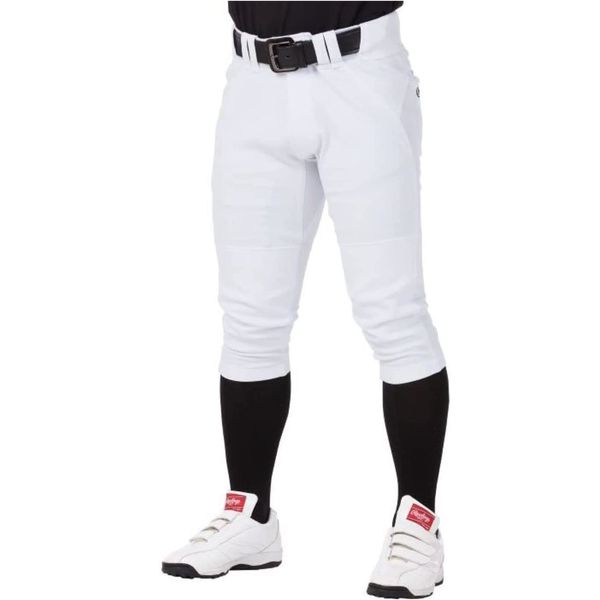 Rawlings App12S01 Baseball Pants, Adult Junior 4D+PLUS Ultra Hyper Stretch Pants, Short Fit, Practice (Marked, Double Knee), White