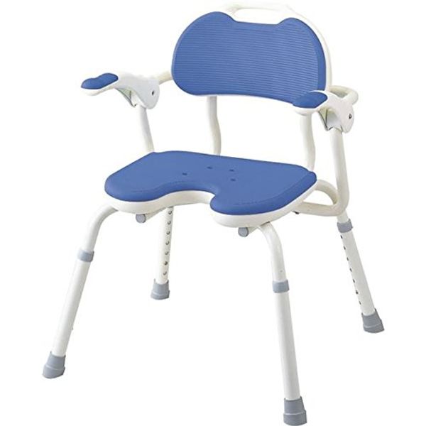 Aron Kasei 536-150 Shower Chair with Armrest, TH-U Shower Bench, Blue