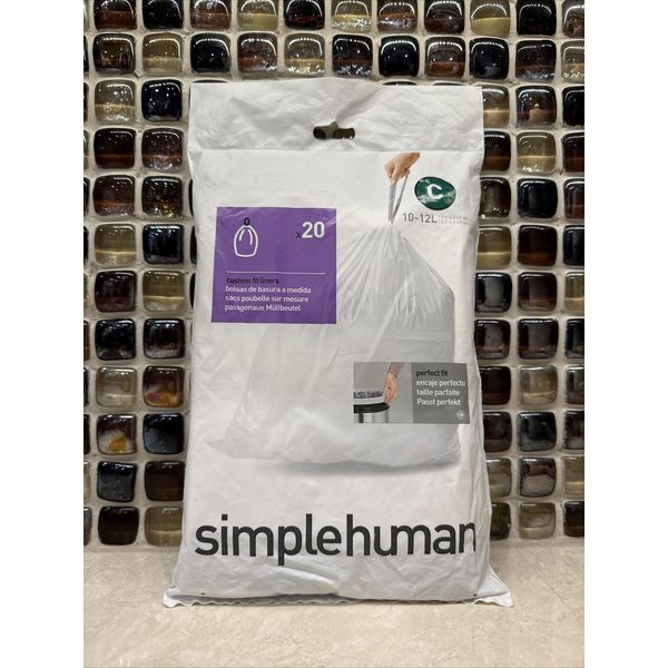 Simplehuman  Custom Fit Trash Bags Can Liners Refill Size White  -Code C 20 Its