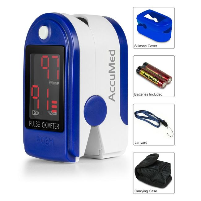 AccuMed CMS-50DL Fingertip Pulse Oximeter Finger Pulse SpO2 Monitor Blue