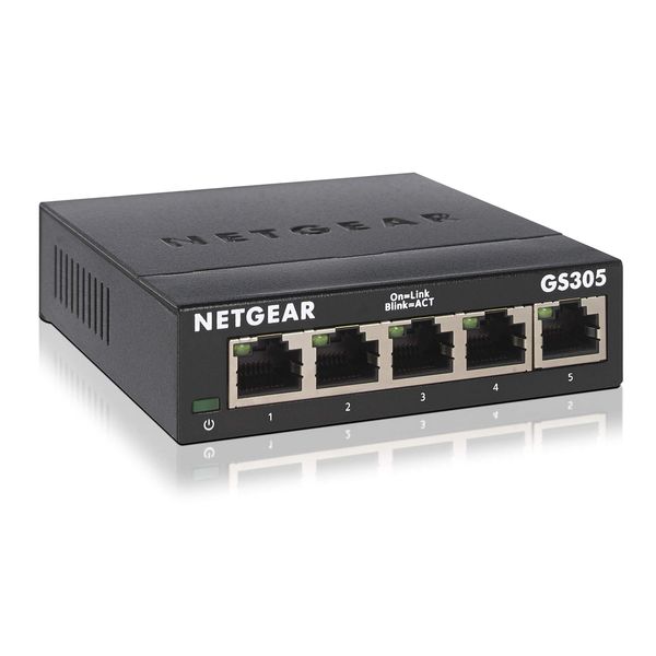 Netgear GS305-300JPS Netgear Switching Hub, 5 Ports, 1G, Metal Casing, Quiet Fanless, Unmanaged Switch