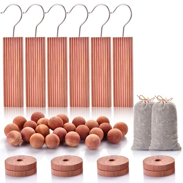 Homode Cedar Blocks for Clothes Storage, Ceder Wood Chips and Balls for Closets and Drawers, Fresh Scented Sachets, 40 Pack