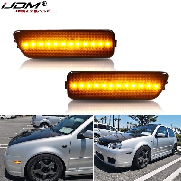 Golf Face Patch UV Protection IJDM Front Bumper Side Marker Amber Yellow Lamp Turn Signal Lamp For Volkswagen MK4 Golf GTI R32 Rabbit Jetta 1999-2005 LED