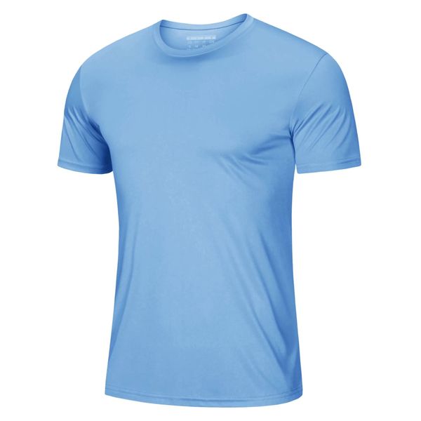 T-Shirts for Men Quick Dry Top Tee Rash Guards Running Shirt Dry Fit Lightweight Sun Shirts Gym Active T-Shirt Sky Blue