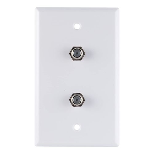 UltraPro 2-Port TV Coaxial Cable Wall Plate, White, 1 Pack, Dual Port Single Gang F-Type Connector, in-Wall, 52188