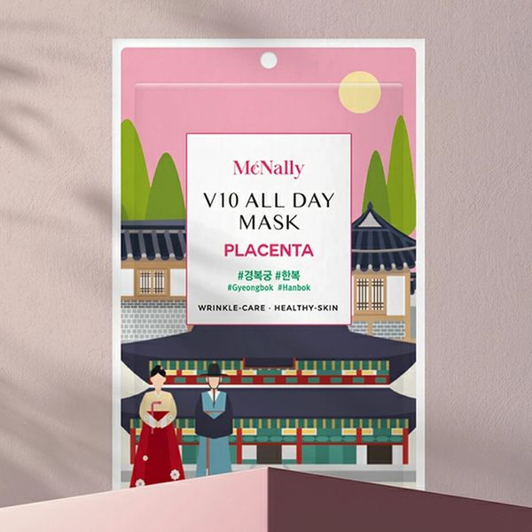 McNally V10 ALL DAY SEASON MASK PLACENTA 5 Piece Set Skin Care Sheet Mask Pack Face Pack Close Contact Korean Cosmetics Individually Wrapped Cosmetics [Domestic Shipping]