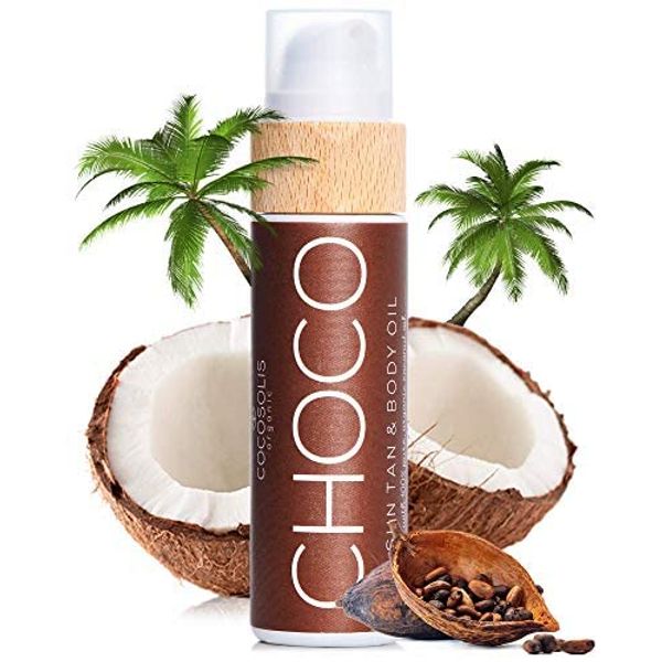 COCOSOLIS CHOCO Suntan & Body Oil - Organic Tanning Bed Lotion - Deep Chocolate Tan - Tanning Accelerator for Indoor Tanning Beds (3.71)