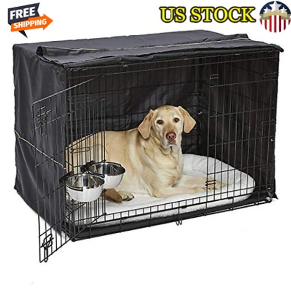 Pets Crate Dog Crate Starter Kit 42'' Breeds Crate w/ Cover, Pet Bed Dog Bowls