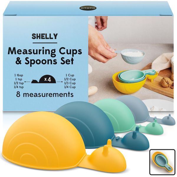 NEW!! Shelly Cute Measuring Cups and Spoons Set by OTOTO, Measuring Spoons and Cups Set, Snails Cooking Gadgets, Funny Gifts, Cute Kitchen Accessories, Baking Accessories, Unique Kitchen Gadgets