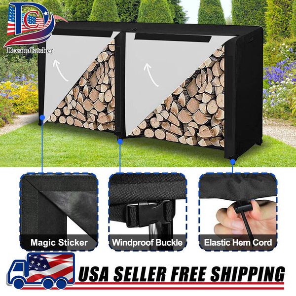 8FT Waterproof Firewood Log Rack Cover Heavy Duty Outdoor Wood Holder Protector