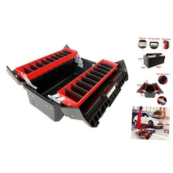 18.5" Portable Tool Box,Multi-Function Thick Plastic Storage Box with