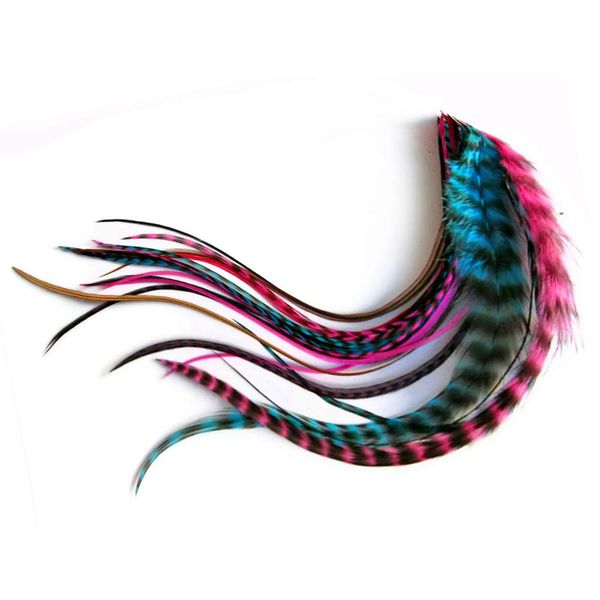 Moonlight Feather | 1 Dozen - Medium Party Mix Grizzly Rooster Saddle Whiting Hair Extension Feathers Fly Tying Supplier