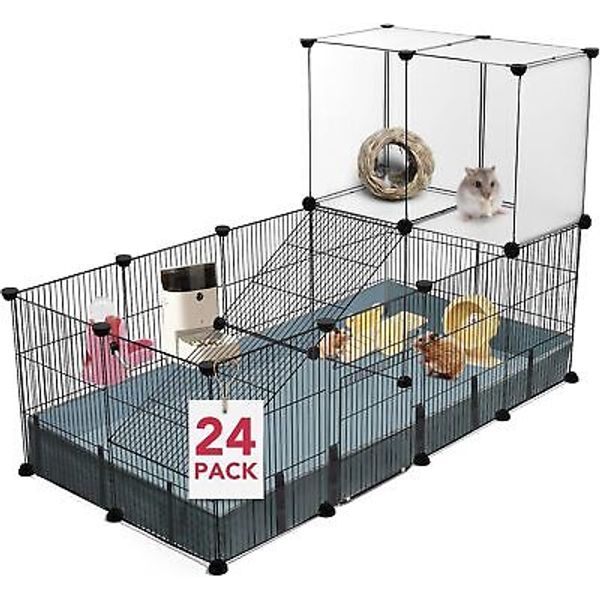 24 Panels Small Animal Playpen,Pet Playpen,C&C Cage for 24 with Liner