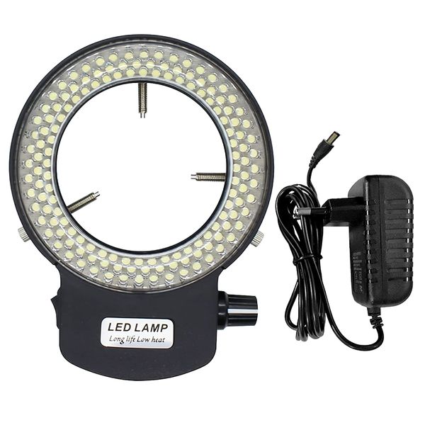 QuiExact Microscope Ring Lamp, Microscope Light, LED Ring Lighting Light, LED Lighting Fixture for Stereo Microscope, 144 LED Beads, Adjustable Light Brightness, Dual Winding for Microscope Camera,