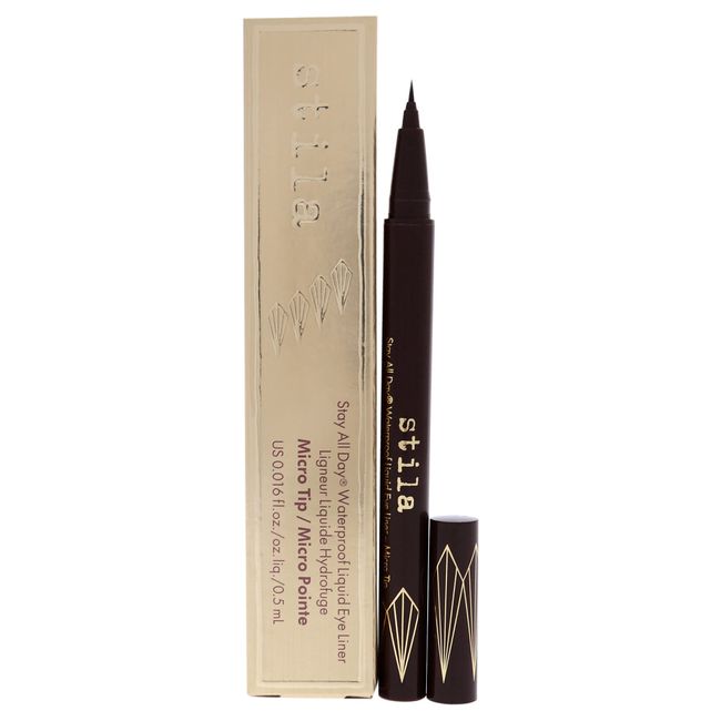 Stila All Day Dual-Ended Liquid Eye Liner, Easy To Use Eyeliner Pen, Smudge & Transfer Proof, Liner Stays On All Day and Night, Goes On Smoothly Without Skipping, Smudging or Pulling - Dark Brown