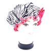 Eco Friendly Double Layer Streachable Satin Shower Cap with Pink Rose