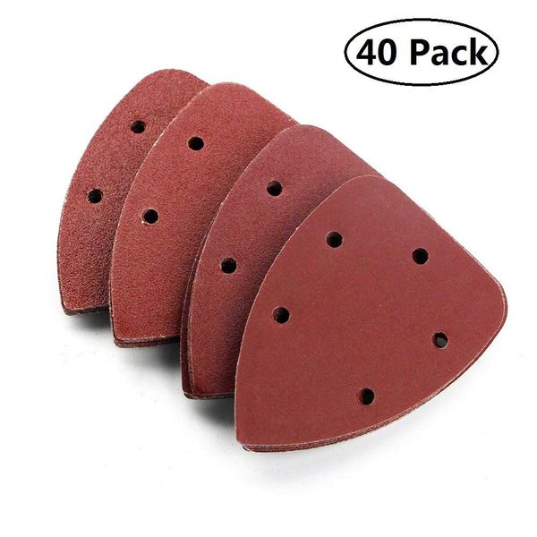 40 Pack Mouse Sanding Sheets Grit Mouse Detail Sander Pads Sandpaper Sheets Discs 140 mm with Five Holes for Polishing 60/80/120/240 Grits