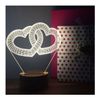 By-Lamp 3D Double Heart Lamp with Handmade Wooden Base