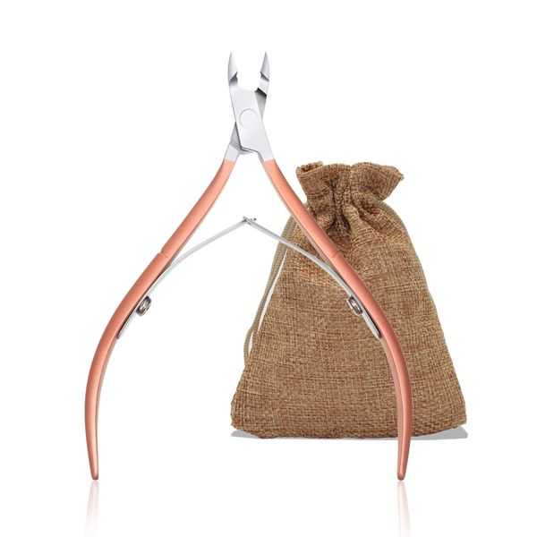 JDBlissful Cuticle Nipper, Stainless Steel Cuticle Nipper with Travel Pouch, Sharp and Professional Cuticle Nipper for Removing Excess Cuticles from Fingers and Toes (Rose Gold)