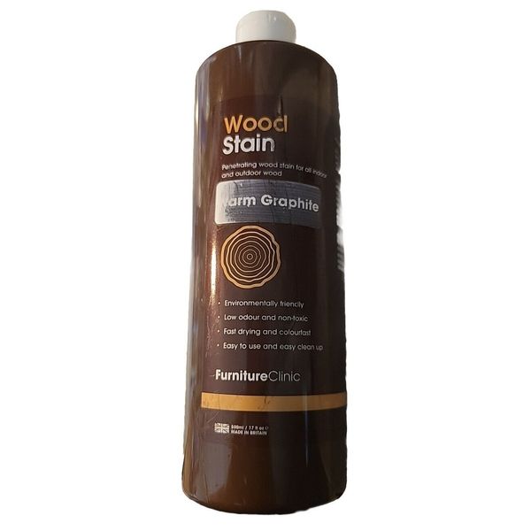 FURNITURE CLINIC WOOD STAIN Warm Graphite 17oz Fast Drying Non-toxic In/Outdoor