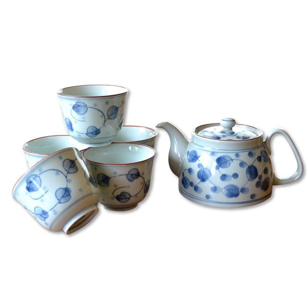 Teaware Set, Made in Japan, Arita Ware, Tsukusa, U-pot Tea Ceremony, 1 Pot, 5 Tea Cups, Presentation Box Included
