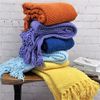 Decorative Fringe Throw Blanket for Couch Bed Sofa Soft Texture Knitted Blanket