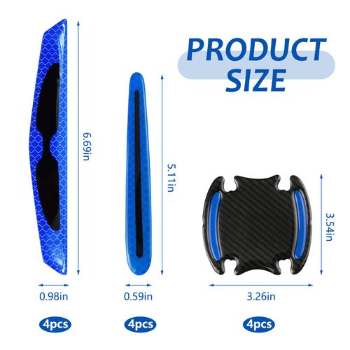 12 PCS Car Door Handle Scratch Protector, Door Handle Protectors for Vehicles, Easy Installation, Waterproof Self-Adhesive Decoration, Universal for Cars (Blue)