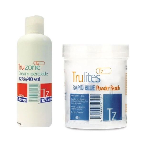 12%Truzone Cream Peroxide 250ML(40 vol)& Trulites Rapid Bleach Powder  80g Kit.
